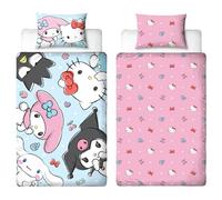 Hello Kitty Housse de Couette Simple Officielle | Design Sugar | Literie réversible 2 Faces avec taies d’Oreiller Assorties | Polycoton | Multicolore