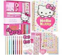 Hello Kitty Journaling Kit DIY pour Fille et Ados, Carnet A5, Planche Autocollant, Porte Clés, Notes Autocollantes et Accessoires (Rose Hello Kitty)