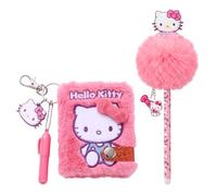 Hello Kitty Kuromi Cinnamoroll Ensemble de Papeterie pour Filles, Comprenant Un Mini Carnet et Un Stylo à Pompon, Cadeau pour Enfants (Rose)