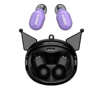Hello Kitty Kuromi Écouteurs Bluetooth sans fil avec étui de charge rotatif | Microphone intégré, appels mains libres, design violet et noir pour enfants et fans | Fonction Flip Face