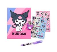 Hello Kitty Kuromi Ensemble de Papeterie pour Filles, Comprenant Un Cahier, Autocollants, Stylo, Cadenas et des Clés, Cadeau pour Enfants