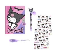 Hello Kitty Kuromi Ensemble de Papeterie pour Filles, Comprend Un Cahier, Un Stylo, Autocollants et Un Cadenas avec Clés, Cadeau pour Filles