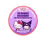 Hello Kitty & Kuromi Lot de 50 tampons dissolvants pour ongles sans acétone - 50 tampons imbibés d'alcool prêts à l'emploi pour les ongles - Sans acétone, doux et idéal pour les déplacements