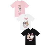 Hello Kitty Lot de 3 t-shirts pour filles - Lot de 3 t-shirts pour enfants, multicolore, 8-9 ans