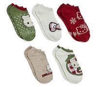 Hello Kitty Lot de 5 paires de chaussettes invisibles pour femme Vert vacances Taille 42-48