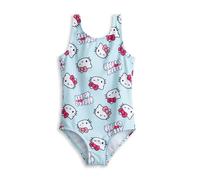 Hello Kitty Maillot de Bain Une pièce Bleu Clair pour Filles | Maillot de Bain sans Manches avec imprimé intégral | Tenue de Plage et de Vacances