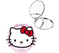 Hello Kitty Miroir de coiffeuse pliable avec double miroir et design classique en forme ronde | Accessoire portable rose avec image frontale et structure sécurisée pour filles et jeunes fans de Sanrio