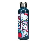 Hello Kitty Paladone Bouteille d'eau Sanrio en métal coloré sous licence officielle Rose et bleu Gobelet de voyage étanche Compatible avec porte-gobelet standard, cadeau et décoration de bureau