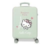 Hello Kitty Paris Valise Cabine Verte 38x55x20 cms Rigide ABS Serrure latérale à combinaison 34L 2 kgs 4 Doubles roues Bagage à Main