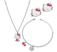 Hello Kitty Parure Bijoux Enfants Fille, Collier, Bracelet et Boucles d’Oreilles - Cadeau Ado Fille