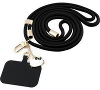 Hello Kitty Patch & Kitty Head Charm Lanyard universel pour téléphone portable Noir