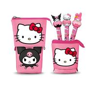 Hello Kitty Playful-Trousse Cute + 3 Stylos Gel Effaçables, Rose, 11,5 x 17 cm