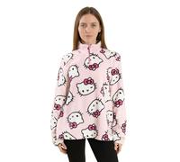 Hello Kitty Pull Rose pour Femme à Motif | Col Montant, Manches Longues, Polaire avec Fermeture éclair | Vêtement décontracté pour Tous Les Jours à l'effigie de Personnages de Dessins animés