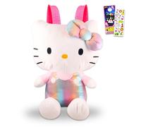 Hello Kitty Sac à dos en peluche pour filles - Ensemble cadeau Hello Kitty avec peluche Hello Kitty avec sangles réglables, autocollants, tatouages et plus encore | Ensemble sac à dos Hello Kitty,