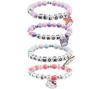 Hello Kitty Sanrio Bracelets Fille Lot de 4, Cinnamoroll Kuromi My Melody, Bracelet Kawaii Élastique Perles Breloques (Multi)