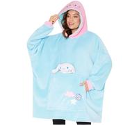 Hello Kitty Sanrio Cinnamoroll Couverture à Capuche Femme Ado, Couverture Polaire Oversize avec Peluche, Cadeau Kawaii (Bleu Cinnamoroll)
