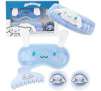 Hello Kitty Sanrio Cinnamoroll Set Accessoires Beauté, Masque Yeux Rafraîchissant, Bandeau Skincare, Pince Cheveux, Patches Gel, Cadeau Femme Ado (Bleu Cinnamoroll)