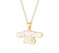 Hello Kitty Sanrio - Collier pour femme - 45,7 cm - Or 18 carats - Émail cannelle - Anh Nger - Produit officiel - Laiton - Cristal - Laiton - Cristal
