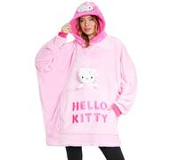 Hello Kitty Sanrio Couverture à Capuche Femme et Ado, Couverture Polaire Oversize avec Peluche Intégrée, Anime Cadeau Femme (Rose Hello Kitty)