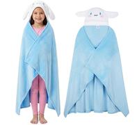 Hello Kitty Sanrio Couverture à Capuche Fille et Ado, Kuromi Cinnamoroll Plaid Polaire Chaud et Doux pour se Blottir, Kawaii Cadeau Anime (Bleu Cinnamoroll)
