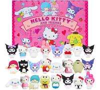 Hello Kitty Sanrio Figurines 3D 24 Pcs, Kuromi Cinnamoroll My Melody Mini Figurine Kawaii, Cute Décoration Bureau et Chambre, Idée Cadeau pour Filles (Rose 24 Pcs)