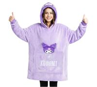 Hello Kitty Sanrio Kuromi Sweat Polaire à Capuche Oversize Fille Ado et Peluche Intégrée, Couverture Portable, Anime Cadeau (Violet Kuromi)
