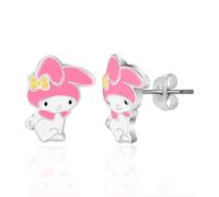 Hello Kitty Sanrio My Melody Boucles d'oreilles à tige pour femme Licence officielle Plaqué argent et émail