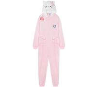 Hello Kitty Sanrio Pyjama Combinaison Femme et Ado en Polaire avec Capuche, Anime Grenouillère Douce, Idée Cadeau Femme (2XL, Rose)