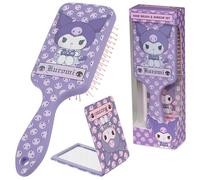 Hello Kitty Sanrio Set Brosse Cheveux et Miroir Fille ou Femme, Brosse Démêlante Paddle Kuromi Cinnamoroll, Pliant Kawaii, Cadeau Anime (Brosse & Miroir Hello Kitty)