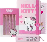 Hello Kitty Sanrio Set Papeterie Joli Cahier Trousse Kawaii Autocollants Stylos Bille École Bureau Anime Idée Cadeau (Rose Hello Kitty)