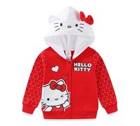 Hello Kitty Sanrio Sweat à capuche zippé en polaire avec oreilles pour grands enfants, Rouge, 4