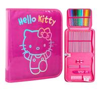 Hello Kitty Sanrio Trousse Scolaire Fille Remplie Fournitures Scolaires Kuromi Anime Trousse Feutres Grande Capacité Crayons de Couleur Idée Cadeau (Rose Hello Kitty)