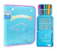 Hello Kitty Sanrio Trousse Scolaire Fille Remplie Fournitures Scolaires Kuromi Anime Trousse Feutres Grande Capacité Crayons de Couleur Idée Cadeau (Bleu Cinnamoroll)