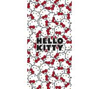 Hello Kitty Serviette de Plage pour Filles - Éponge 100% Coton - 70 x 140 cm - Douce, légère et absorbante - Jolie Serviette Rose pour Enfants, Tout-Petits et Fans de Hello Kitty