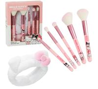 Hello Kitty Set de Pinceaux Maquillage, Lot de 5 Pinceaux avec Bandeau Douillet