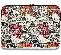 Hello Kitty Sleeve HKCSZPDGPTE 14" beige Zip PU Tags Graffiti Housse de protection