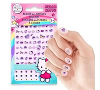 Hello Kitty Stickers Ongles Enfant - Autocollants Ongles Auto-Adhésifs, Nail Art Enfant pour Filles - 72 Stickers + 24 Strass 3D, Facile à Poser et Retirer, Idée Cadeau Anniversaire