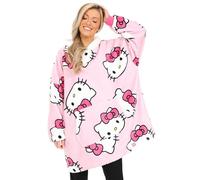 Hello Kitty Sweat à capuche pour femme et fille, entièrement doublé, en polaire, oversize, avec capuche, rose, 7-10 ans