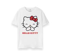 Hello Kitty T-Shirt Femme | T-Shirt Graphique à Manches Courtes Chaton Classique pour Femme en Blanc | Haut Mignon de vêtements de Chat Coupe décontractée | Cadeau de Marchandise de vêtements