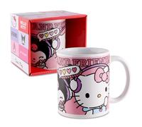 Hello Kitty Tasse 350 ml - Kuromi Charmmy Kitty Tasse en céramique rose avec anse - Design officiel Sanrio - Cadeau pour enfants et fans - Tasse à café/tasse