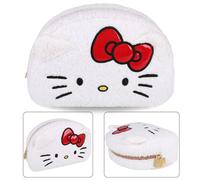 Hello Kitty Trousse à cosmétiques de voyage blanche, en peluche, 22x15x7cm