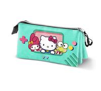 Hello Kitty Videogame-Trousse Triple Turquoise 23 x 11 cm