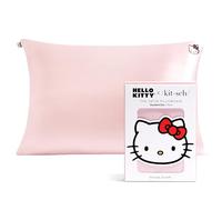 Hello Kitty x Kitsch Taie d'oreiller en Satin avec Fermeture éclair pour Les Cheveux et la Peau, Plus Douce Que la Soie, taie d'oreiller Lisse et rafraîchissante pour Grand lit, 48,3 x 66 cm, Visage