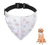 Hello Little One Bandana pour chien Motif étoiles et nuages avec sangle réglable et anneau en D Lavable en machine