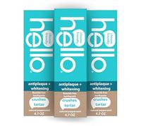Hello Lot de 3 tubes de pâte à dents blanchissante anti-plaque - Sans fluorure - Pour blanchiment du thé - Avec huile d'arbre à la menthe poivrée naturelle et à l'huile d'arbre à thé - Sans peroxyde,