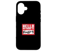 Hello My Name is Blessing in Disguise Fête d'halloween Amusante Coque pour iPhone 16