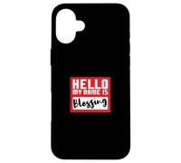 Hello My Name is Blessing in Disguise Fête d'halloween Amusante Coque pour iPhone 16 Plus