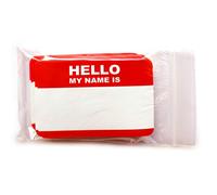 «HELLO my name is ... » Lot d'autocollants 10,5 x 7,4 cm - des étiquettes nominatives autocollantes bon marché ! Rouge classique