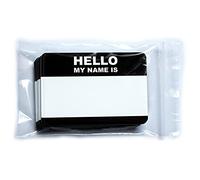 «HELLO my name is ...» Lot d'autocollants en vinyle résistants aux intempéries Noir 10,5 x 7,4 cm - des étiquettes nominatives autocollantes bon marché !