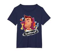 Hello Neighbor - Designs liés au Jeu T-Shirt, Femme Grandes Tailles, Bleu Marine, 4X